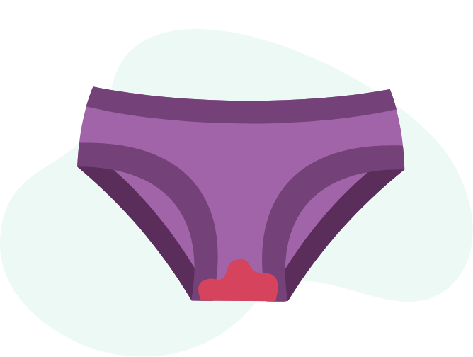Providing essential sanitary products with dignity Illustration of a pair of purple underwear to represent period care